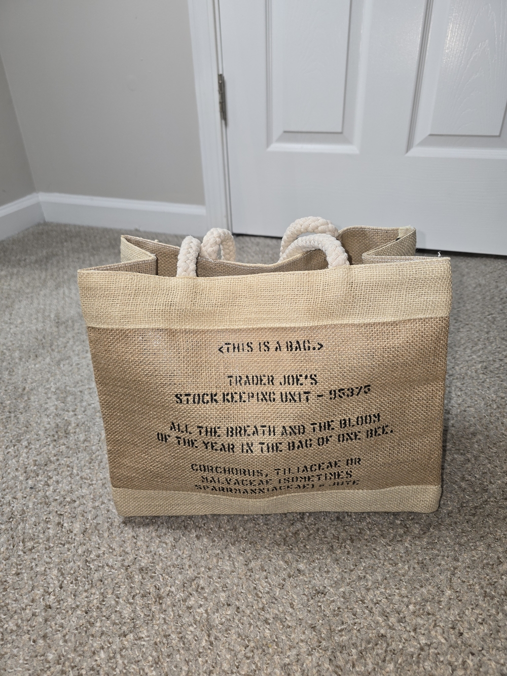 Rare Vintage Trader Joe's Jute Tote Bag with Rope Handles